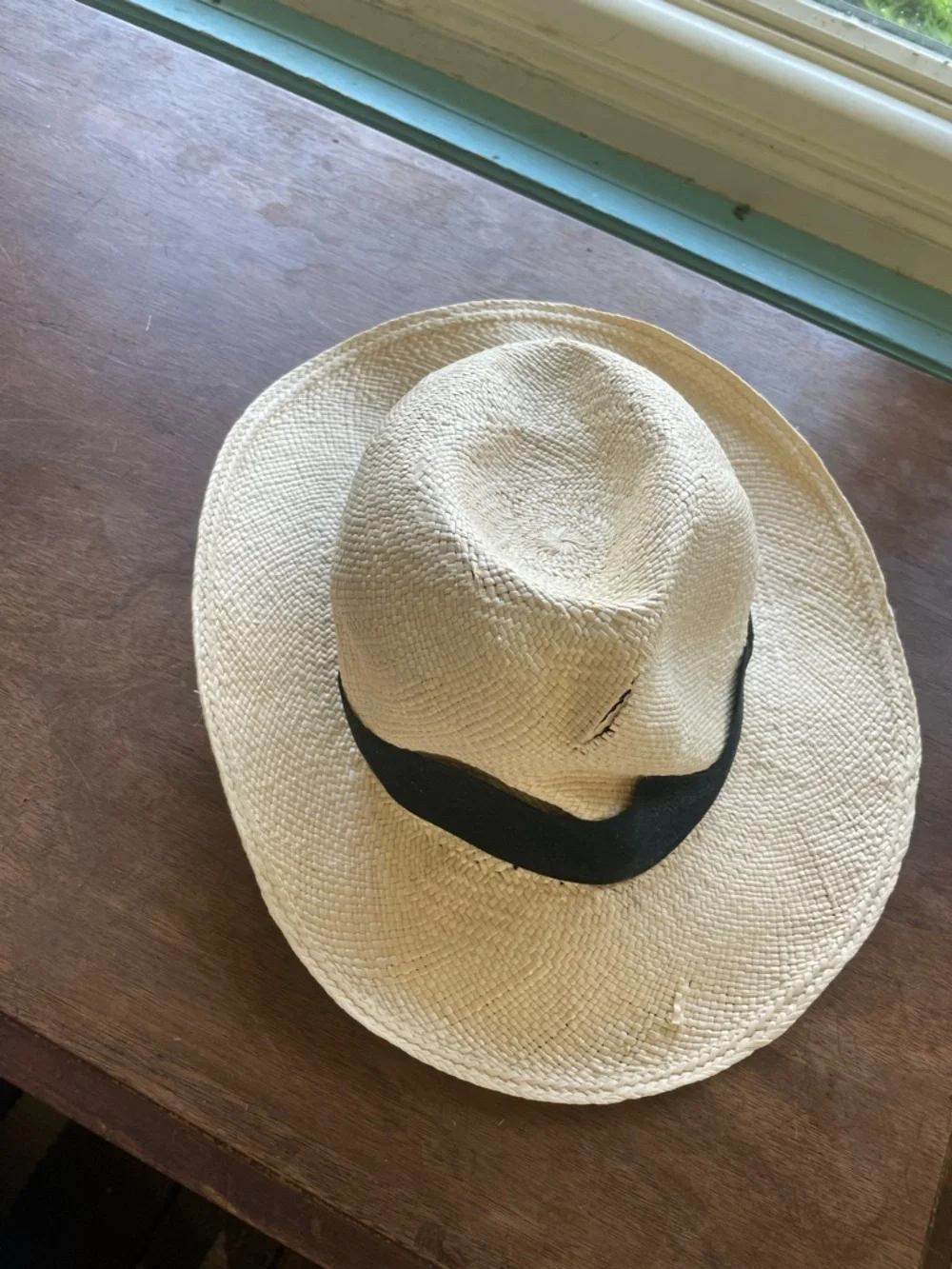Distressed Vintage Panama Handwoven Hat Fedora